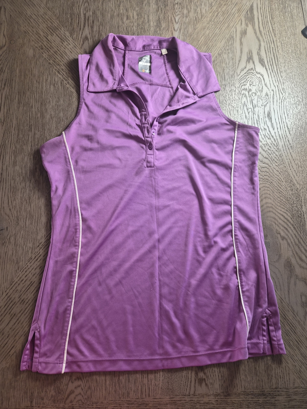 Callaway Lavender Sleeveless Polo Tank with White Piping